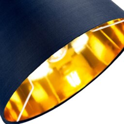 "Rackhams Contemporary Blue Cotton 14"" Table/Pendant Lamp Shade with Shiny Copper Inner" - thumbnail 3