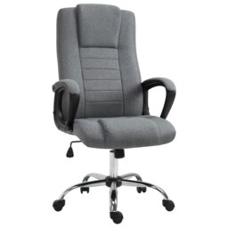 Rackhams Linen Office Chair 360° Swivel High Back Wide Adjustable Seat Grey - thumbnail 2