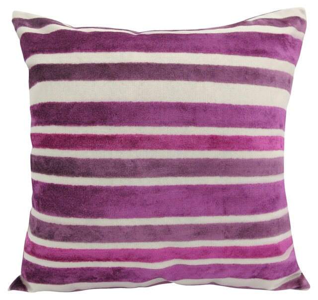 Rackhams Stunning Contrast Velvet Stripe Scatter Cushion - 43cm x 43cm - Aubergine