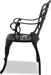 Rackhams BANGUI Black Luxurious Garden and Patio Table and 4 Large Chairs with Armrests Cast Aluminium Bistro Set - thumbnail 4