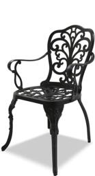 Rackhams BANGUI Black Luxurious Garden and Patio Table and 4 Large Chairs with Armrests Cast Aluminium Bistro Set - thumbnail 5