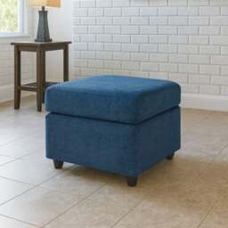 Rackhams Monaco Chenille Fabric Footstool - Blue