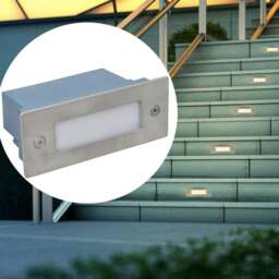 Rackhams 2 LED Recessed Stair Light 44 x 111 x 56 mm - Silver - Stainless steel + aluminium