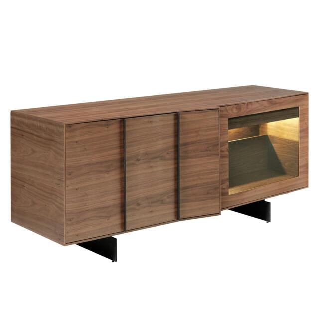 Rackhams Walnut and Black Steel Sideboard With Interior Lighting 3218 - image 1
