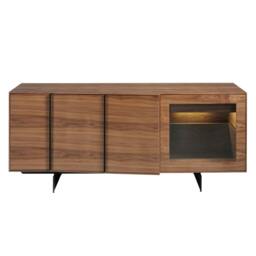 Rackhams Walnut and Black Steel Sideboard With Interior Lighting 3218 - thumbnail 2