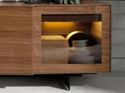 Rackhams Walnut and Black Steel Sideboard With Interior Lighting 3218 - thumbnail 5