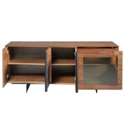 Rackhams Walnut and Black Steel Sideboard With Interior Lighting 3218 - thumbnail 6