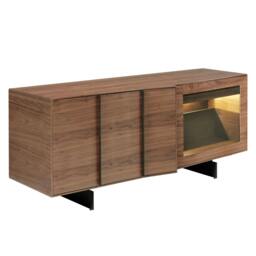 Rackhams Walnut and Black Steel Sideboard With Interior Lighting 3218 - thumbnail 1