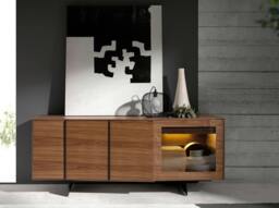 Rackhams Walnut and Black Steel Sideboard With Interior Lighting 3218 - thumbnail 3