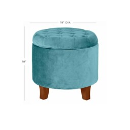 Rackhams Cambridge Tufted Round Storage Ottoman Footstool - Teal - Teal - thumbnail 5