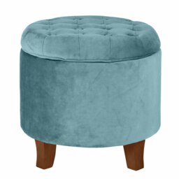 Rackhams Cambridge Tufted Round Storage Ottoman Footstool - Teal - Teal - thumbnail 1