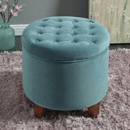 Rackhams Cambridge Tufted Round Storage Ottoman Footstool - Teal - Teal - thumbnail 2