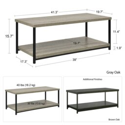 Rackhams Elmwood coffee table in distressed grey oak - Grey - thumbnail 5