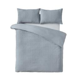 Rackhams Crinkle Seersucker Duvet Cover Set Blue - Super King - Blue - thumbnail 4