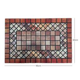 Rackhams Elegant Tile Effect Doormat - Red Edge - 91x61cm Large
