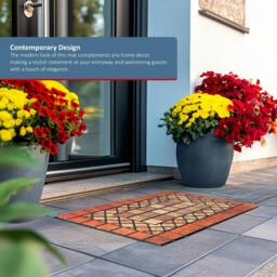 Rackhams Elegant Tile Effect Doormat - Red Edge - 91x61cm Large - thumbnail 6