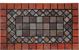 Rackhams Elegant Tile Effect Doormat - Red Edge - 91x61cm Large - thumbnail 3