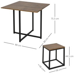 Rackhams 5 PCS Industrial Boxy Table & Stool Set Metal Frame Cool Dining Seating - thumbnail 5