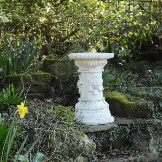 Rackhams White Stone Cast Large Floral Plinth Garden Statue - image 1
