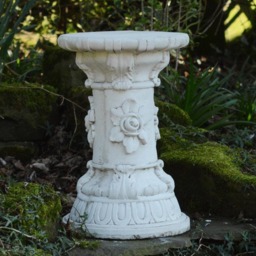 Rackhams White Stone Cast Large Floral Plinth Garden Statue - thumbnail 2