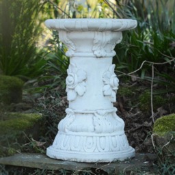 Rackhams White Stone Cast Large Floral Plinth Garden Statue - thumbnail 4