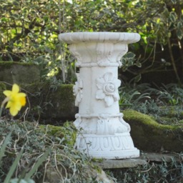 Rackhams White Stone Cast Large Floral Plinth Garden Statue - thumbnail 3