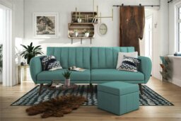 Rackhams Brittany Sofa Bed in Light Blue fabric - Blue