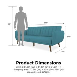 Rackhams Brittany Sofa Bed in Light Blue fabric - Blue - thumbnail 3