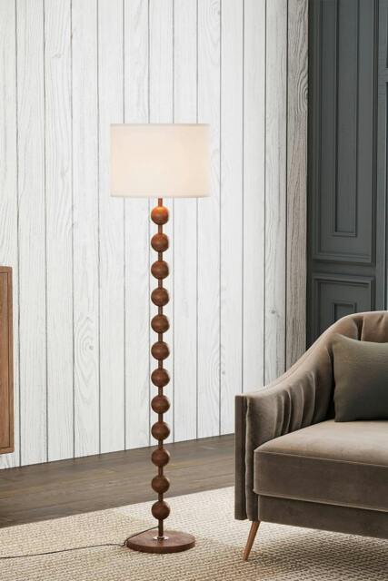 Rackhams Modern Chinese-Inspired Standing Floor Lamp with Fabric lampshade and Metal Base - Multi - One Size - image 1