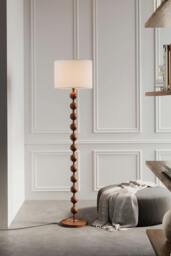Rackhams Modern Chinese-Inspired Standing Floor Lamp with Fabric lampshade and Metal Base - Multi - One Size - thumbnail 2