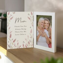 Rackhams Personalised Floral Wooden Hinged 6x4 Photo Frame - White - Wood - 4x6 - thumbnail 1