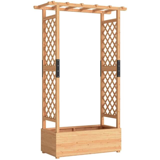 Rackhams Fir Wood 110 x 44 cm Planter and Trellis Garden Bed