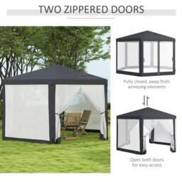 Rackhams Hexagonal Gazebo Patio, Outdoor Canopy Patio Party Tent Dark Grey - thumbnail 4