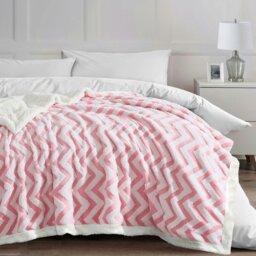 Rackhams Jacquard Chevron Sherpa Reverse Throw - 150cm x 200cm - Grey - thumbnail 2