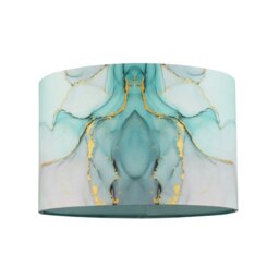 Rackhams Drum Lamp Shade in Marble Effect Cotton Fabric Duck Egg Turquoise and Pink