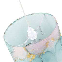 Rackhams Drum Lamp Shade in Marble Effect Cotton Fabric Duck Egg Turquoise and Pink - thumbnail 4