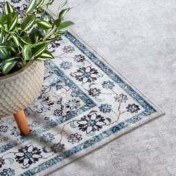 Rackhams Shortpile Rug Cream & Blue Saveh – Oriental Design - 160X230 cm - thumbnail 5
