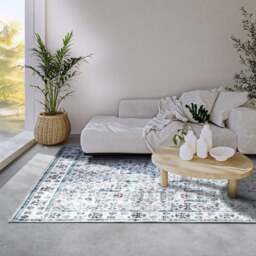Rackhams Shortpile Rug Cream & Blue Saveh – Oriental Design - 160X230 cm - thumbnail 6