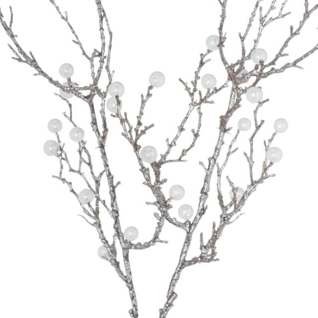 Rackhams Festive Faux Pearl Artificial Plant - Silver/White - One Size - Silver/White - 100% Mixed