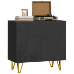 Rackhams Storage Cabinet, Sideboard with Adjustable Shelf, Black - White - thumbnail 2