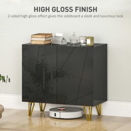 Rackhams Storage Cabinet, Sideboard with Adjustable Shelf, Black - White - thumbnail 4