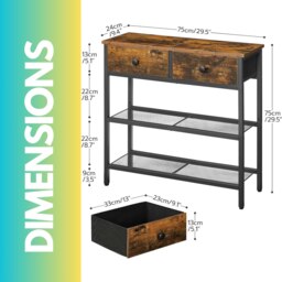 Rackhams Industrial Hallway Console Table With 2 Drawers Brown - thumbnail 5