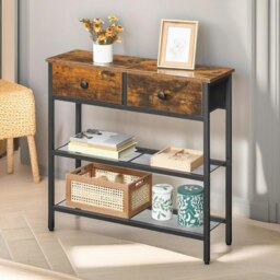 Rackhams Industrial Hallway Console Table With 2 Drawers Brown - thumbnail 3