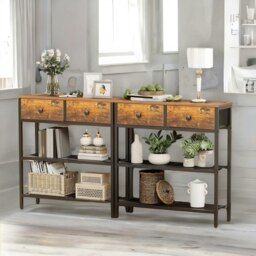 Rackhams Industrial Hallway Console Table With 2 Drawers Brown - thumbnail 2