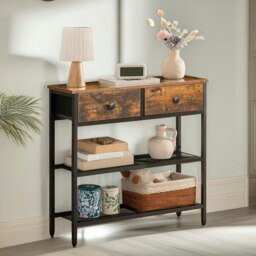 Rackhams Industrial Hallway Console Table With 2 Drawers Brown - thumbnail 4
