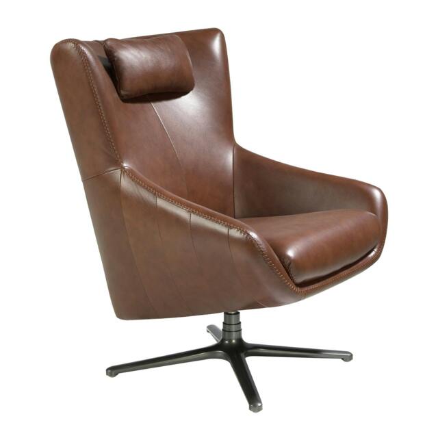 Rackhams Cognac Brown Leather Swivel Armchair 5089 - Modern - Yes - No