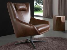 Rackhams Cognac Brown Leather Swivel Armchair 5089 - Modern - Yes - No - thumbnail 3