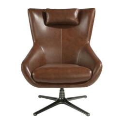 Rackhams Cognac Brown Leather Swivel Armchair 5089 - Modern - Yes - No - thumbnail 2