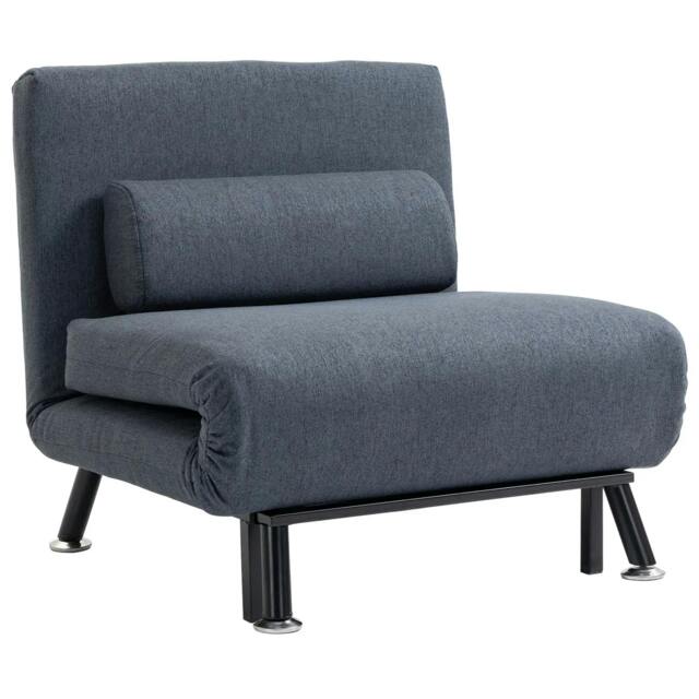 Rackhams Linen Chair Bed, 3-in-1 Convertible Sleeper Chair with Adjustable Backrest, Pillow, for Living Room, Bedroom, Dark Grey - image 1
