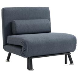 Rackhams Linen Chair Bed, 3-in-1 Convertible Sleeper Chair with Adjustable Backrest, Pillow, for Living Room, Bedroom, Dark Grey - thumbnail 1